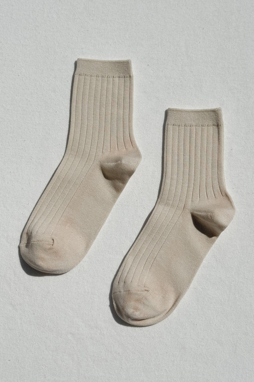Her Socks- Mercerized Combed Cotton Rib Porcelain