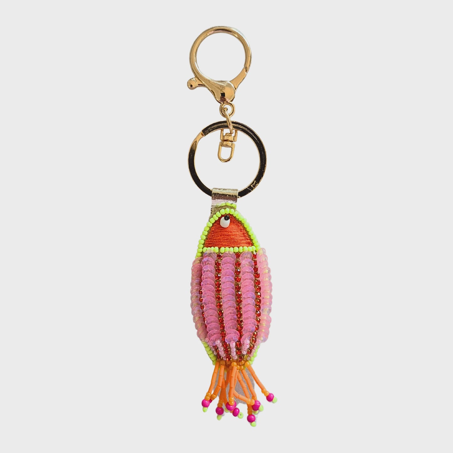 Beaded Keychain Fish Pink