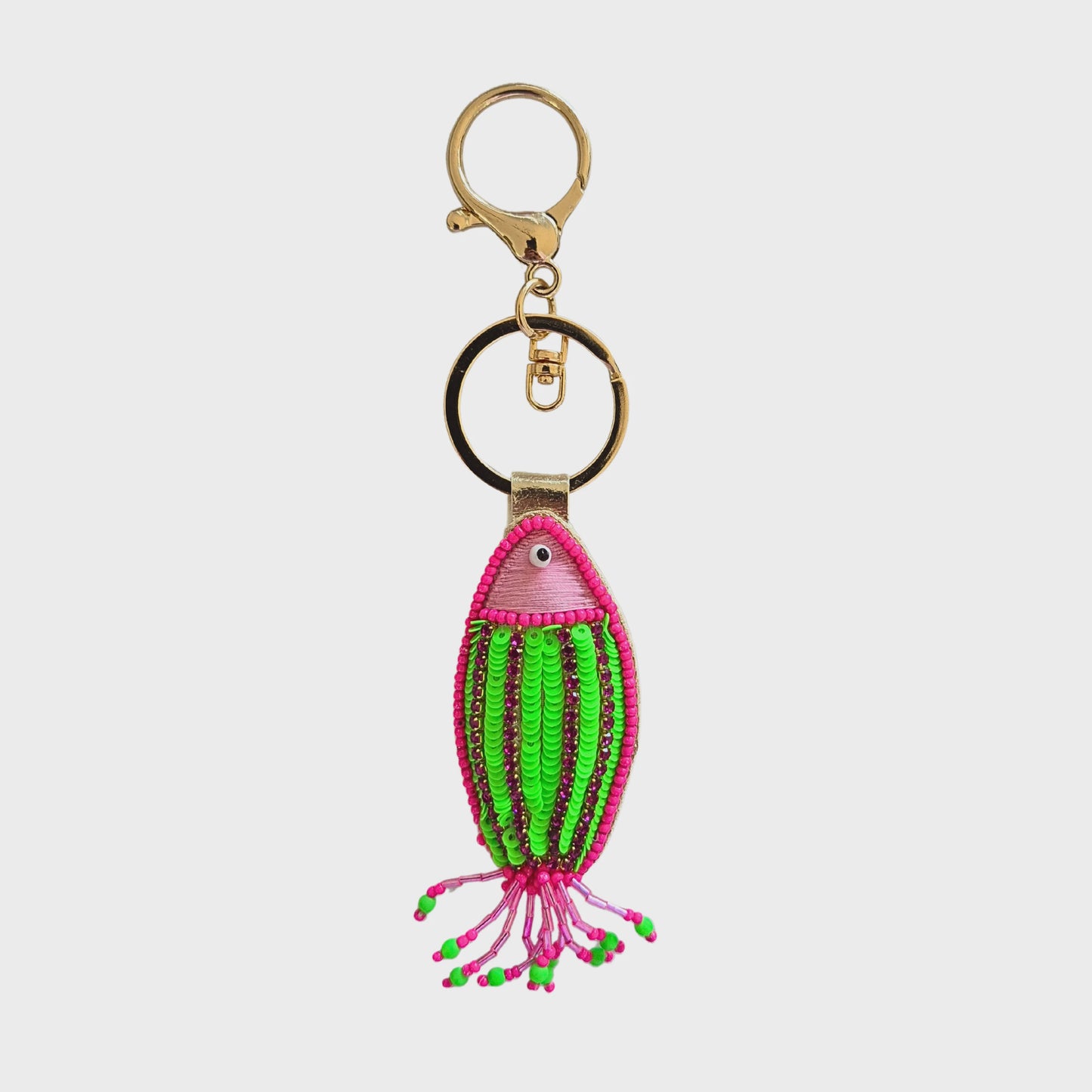 Beaded Keychain Fish Green