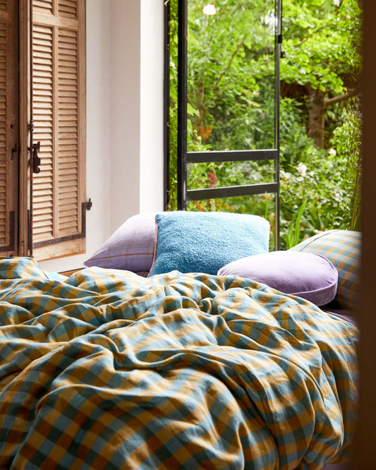 Marigold Tartan Linen European Pillowcases 2P Set