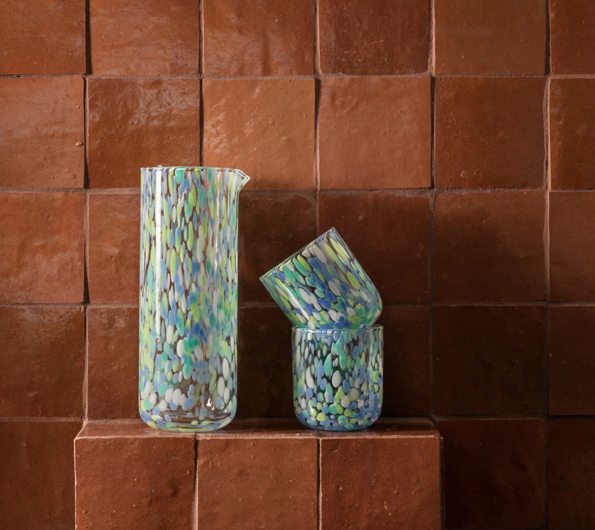 Dots Confetti Blue Carafe