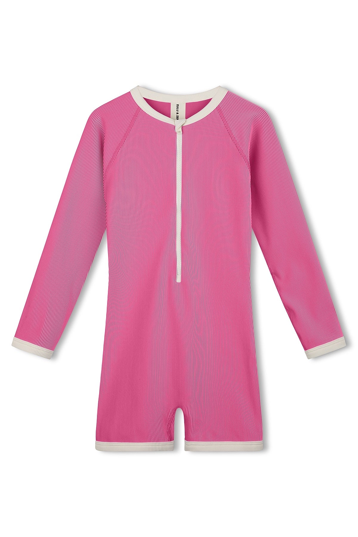 Mini Stripe Rib Surf Suit- Shell Pink