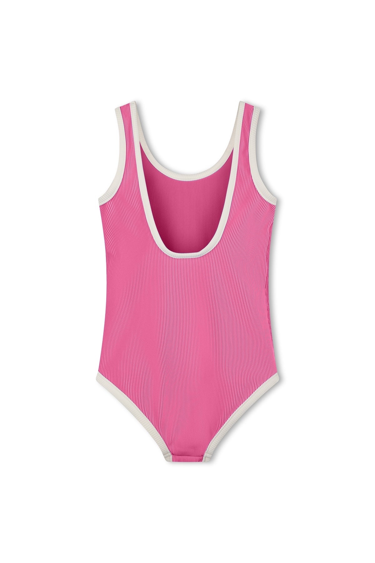 Mini Stripe Rib Scoop One Piece- Shell Pink