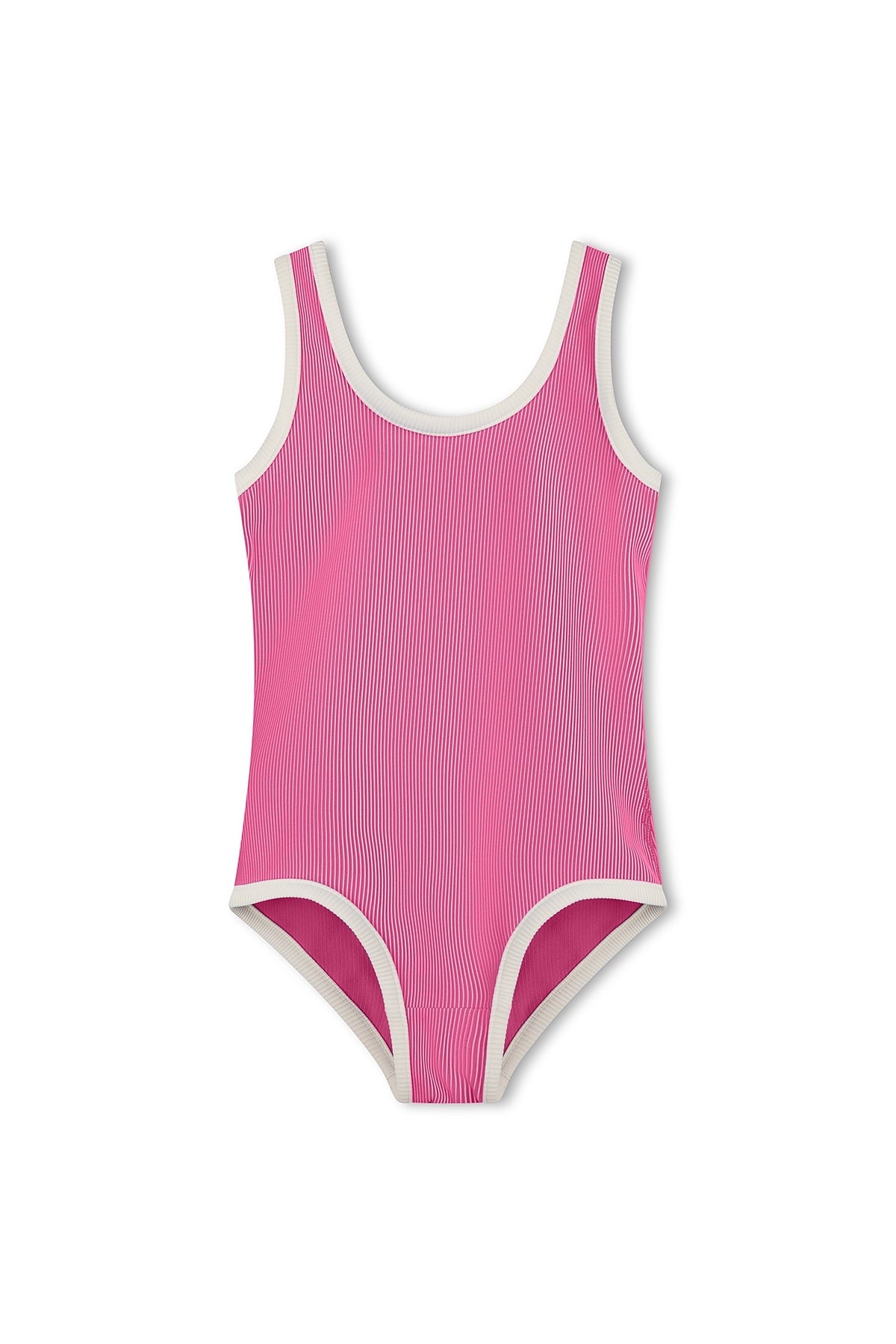Mini Stripe Rib Scoop One Piece- Shell Pink
