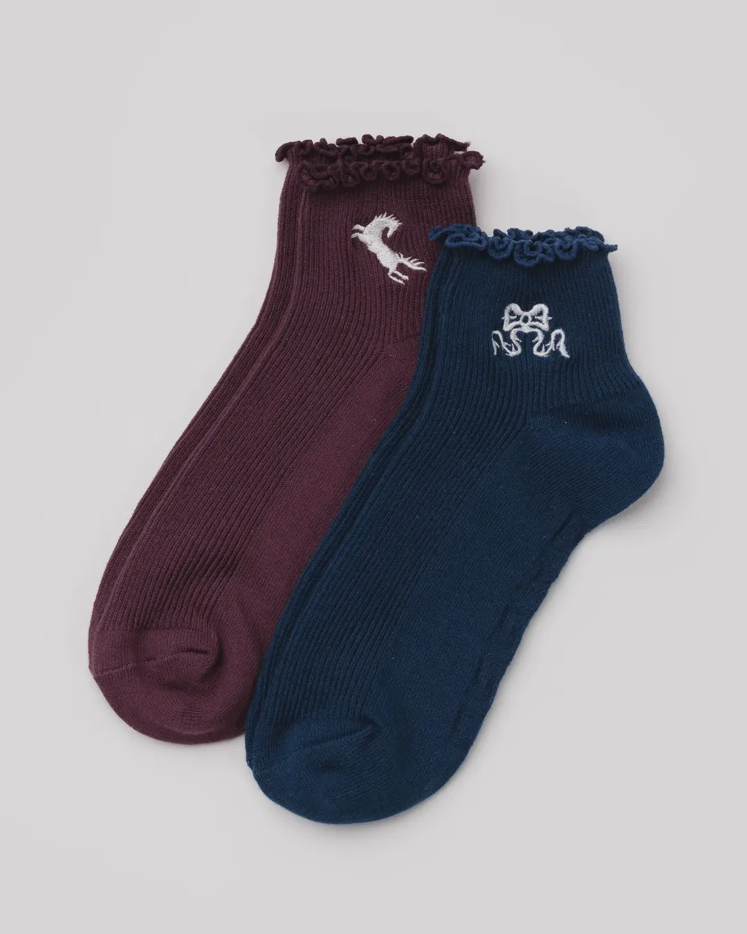 Lettuce Edge Sock Set of 2 - Mahogany & Navy  Icons