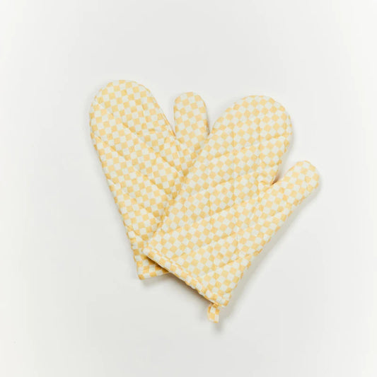 Tiny Checkers Peach Oven Gloves (Set of 2)