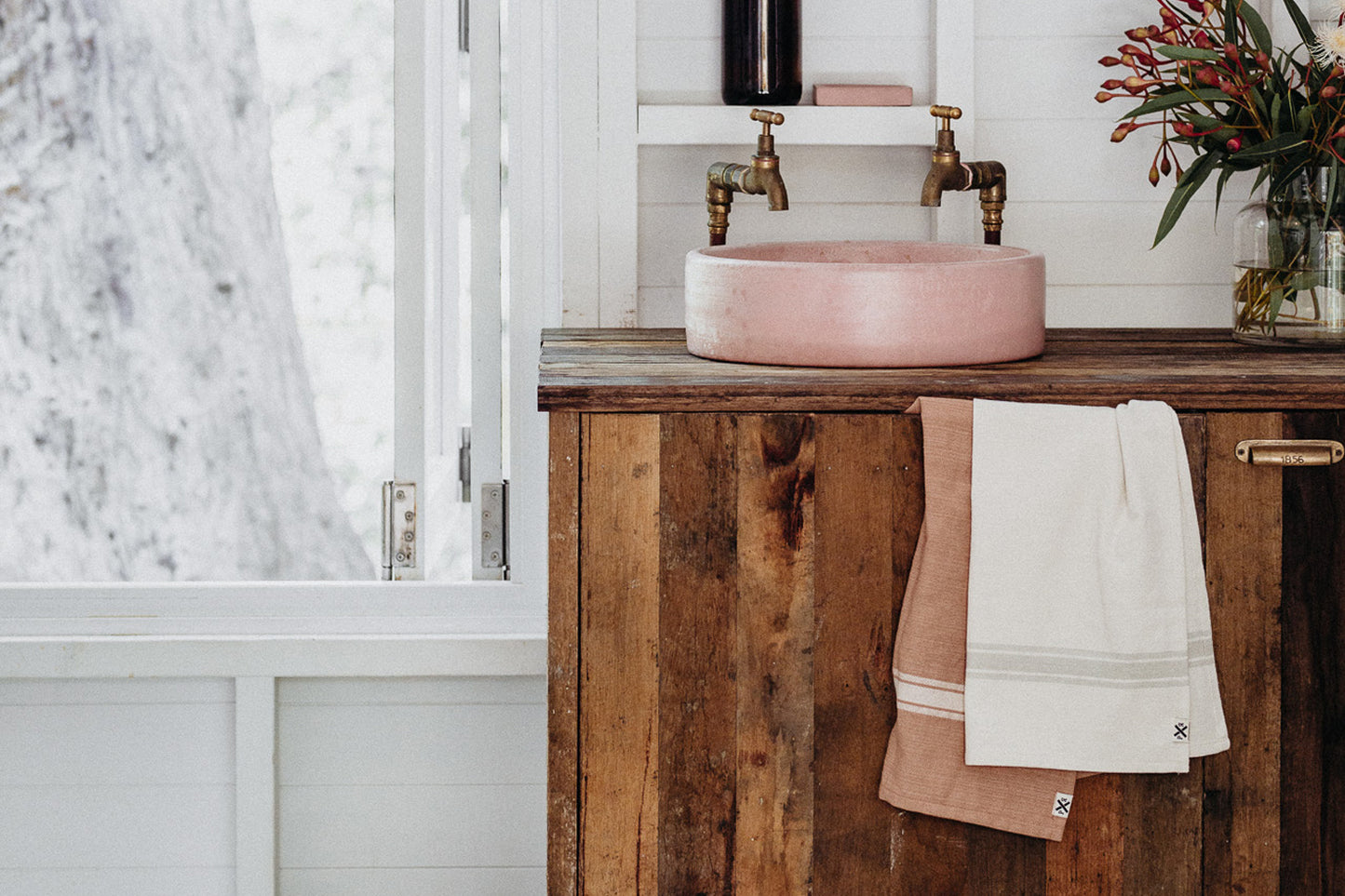 Admiral Tea Towel- Natural/Warm Grey