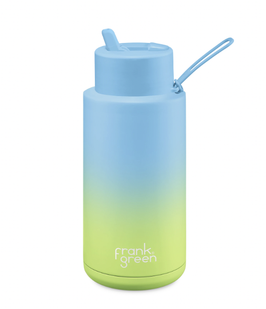 34oz Reusable Bottle (flip)- Sky Blue/Pistachio Green