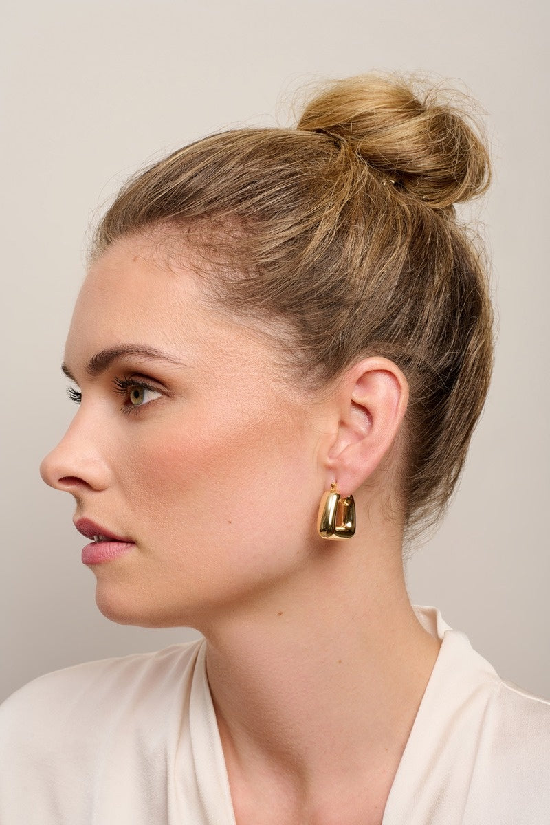Gold Square Bubble Hoops