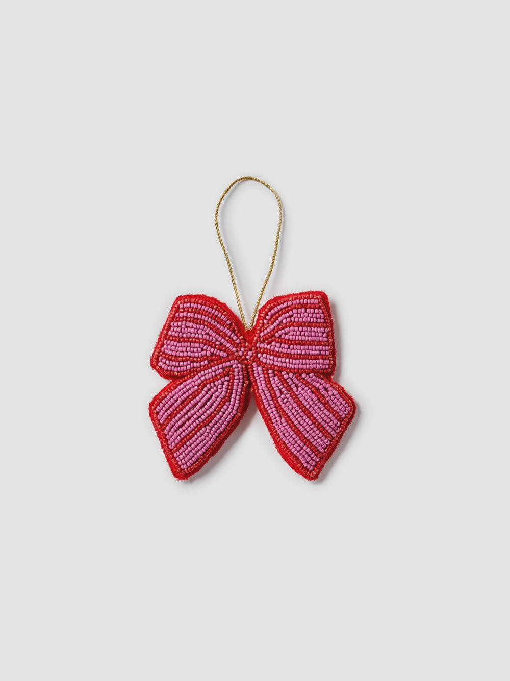 Bow Pink Beaded Christmas Decoration