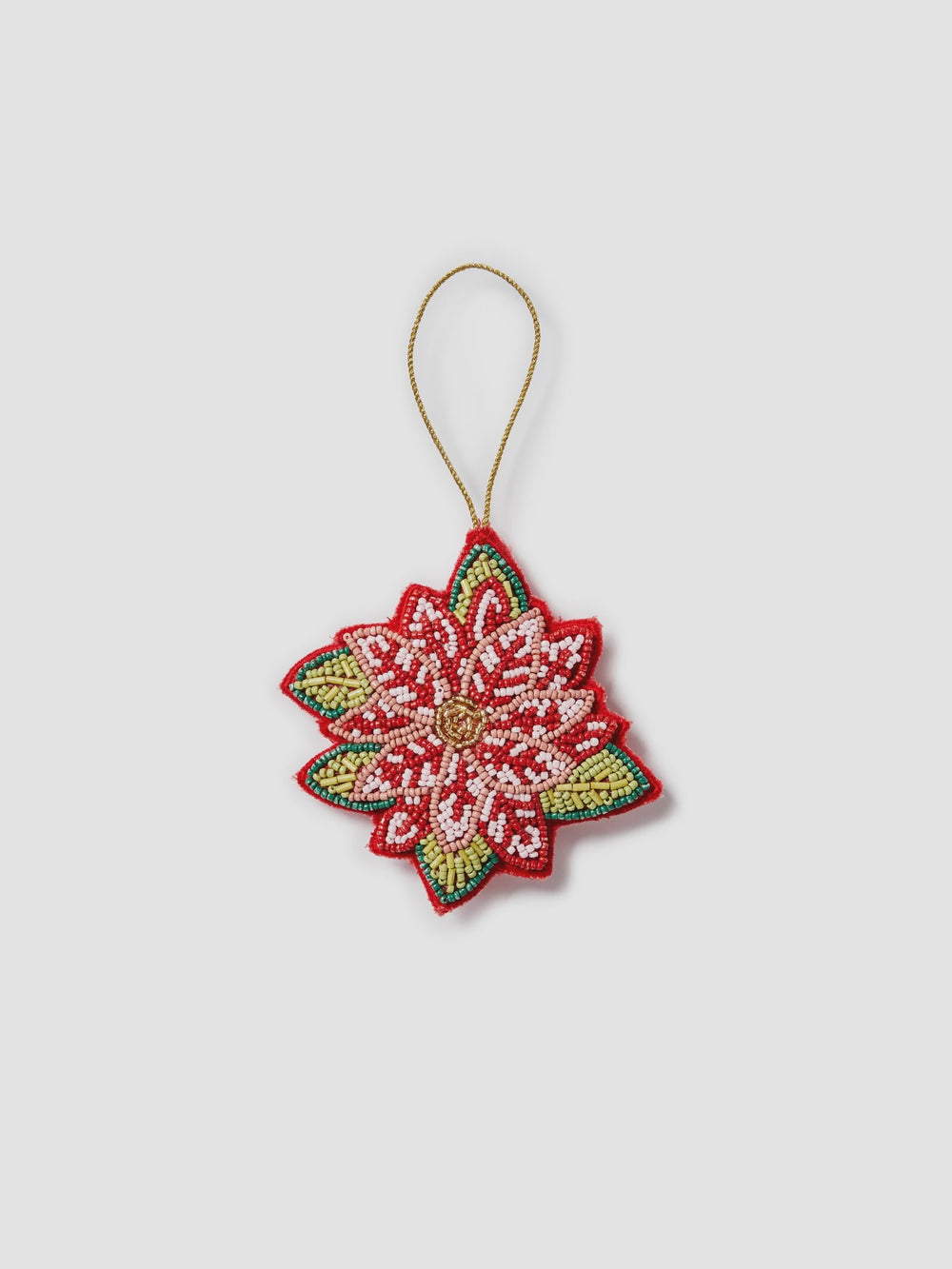 Poinsettia Red Beaded Christmas Decoration