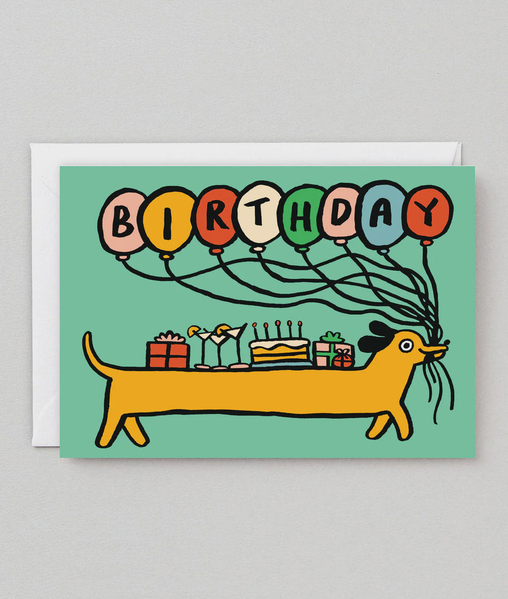 WRAP - Alice Bowsher - Single Card - Birthday Sausage Dog