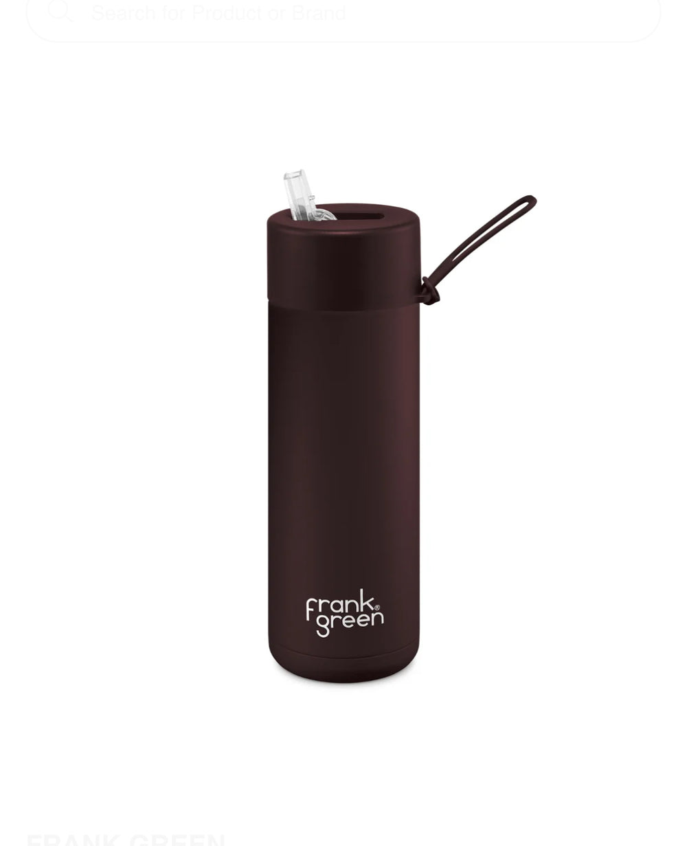 20oz SS Ceramic Reusable Bottle Chocolate with Straw Lid