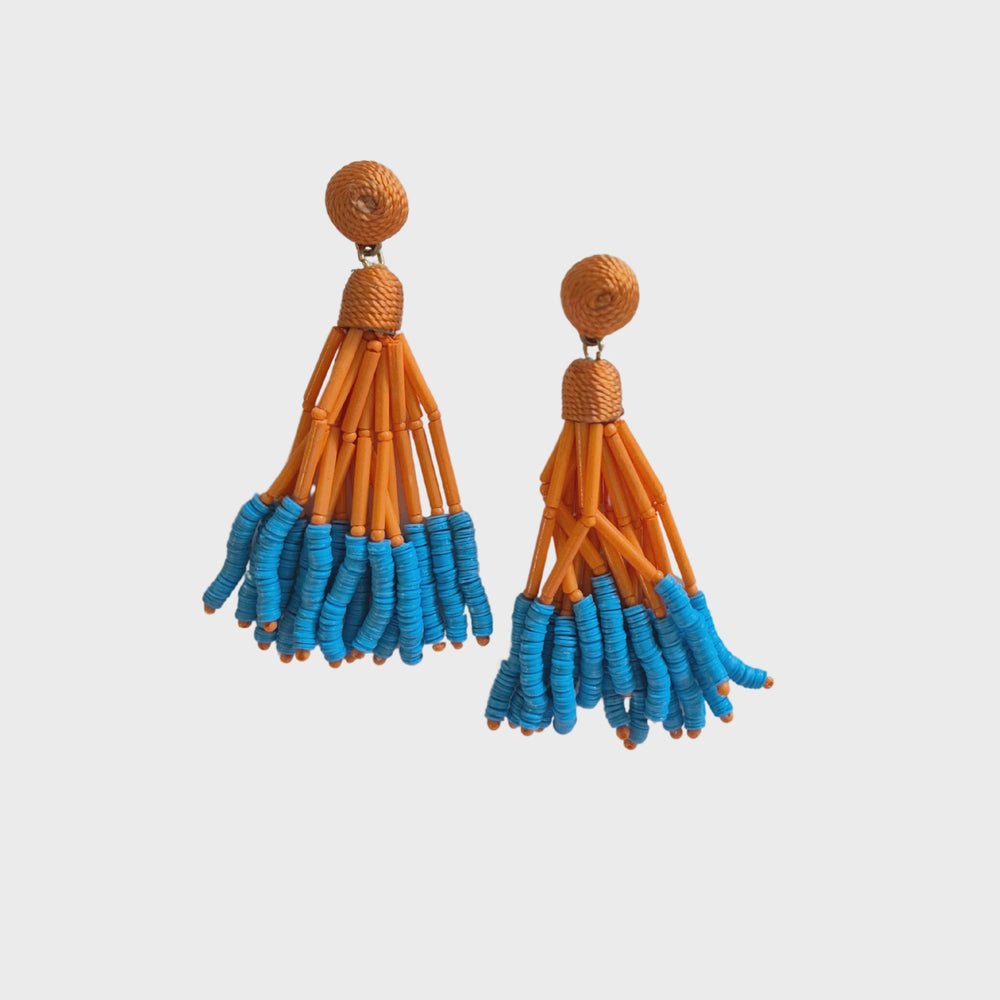 Orange & Blue Beaded Earring