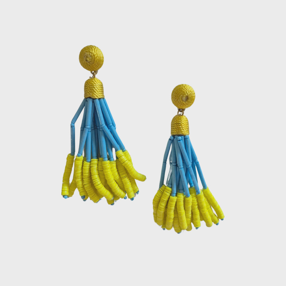 Blue & Yellow Beaded Earring