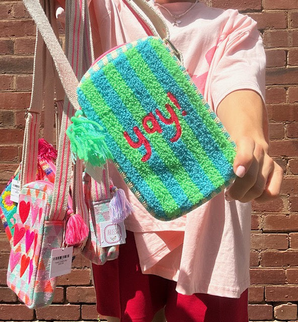 Yay Green/Blue Stripes Mobile Bag