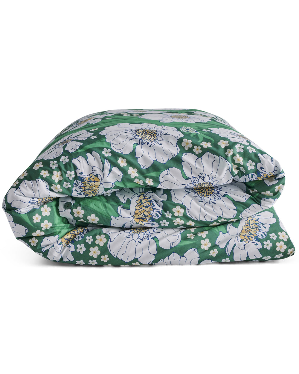 Tumbling Flowers Green Organic Cotton Quilt Cover King