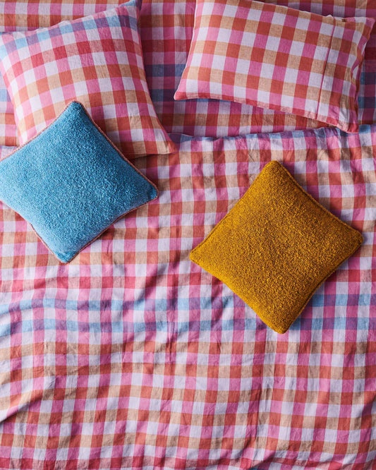 Summer Check Linen Pillowcases 2P Std Set