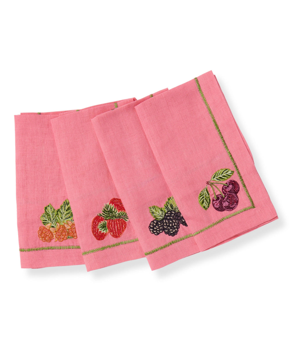 Berry Bliss Embroidered Linen 4P Napkin Set One Size
