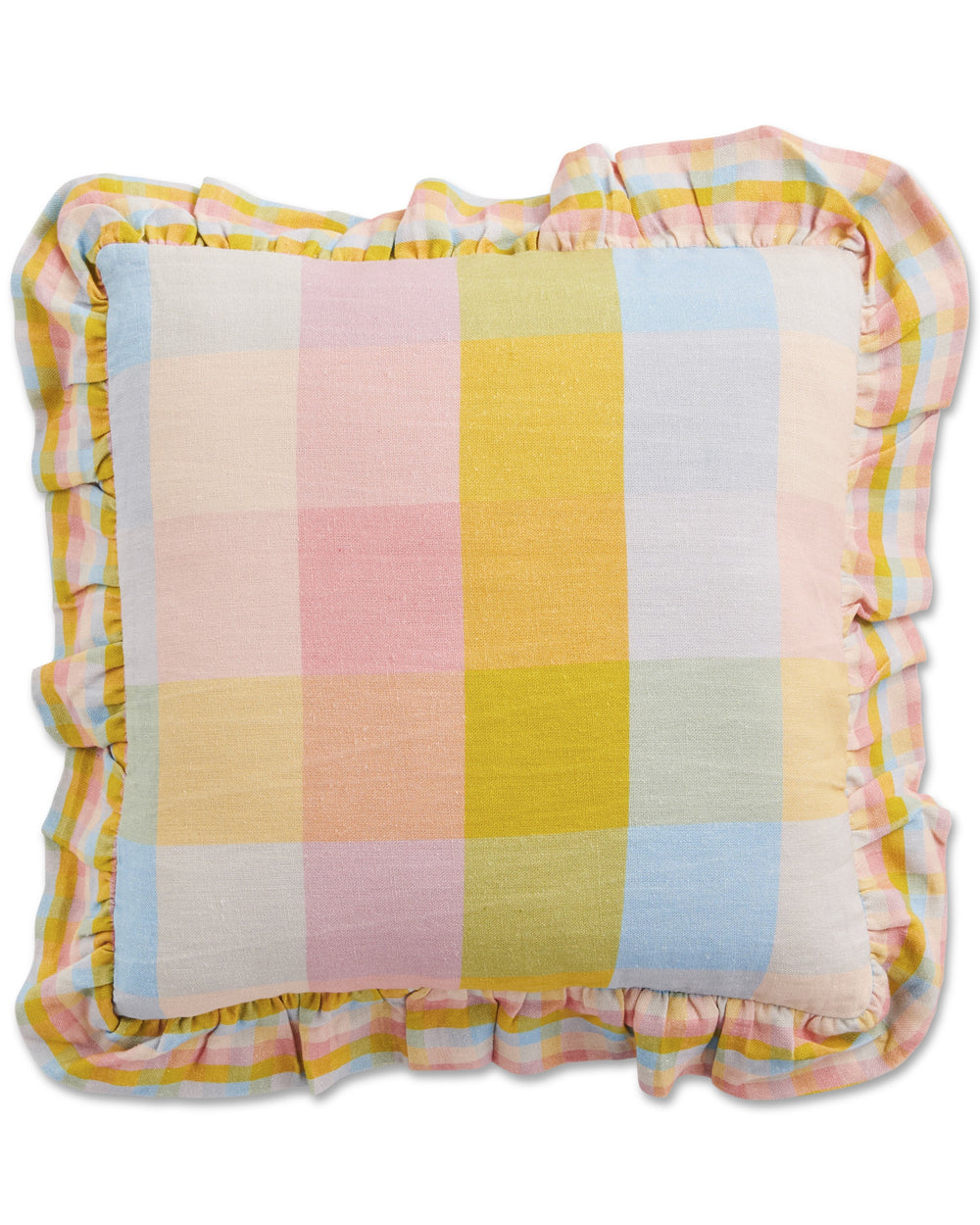 Corfu Tartan Frill Upholstery Cushion One Size