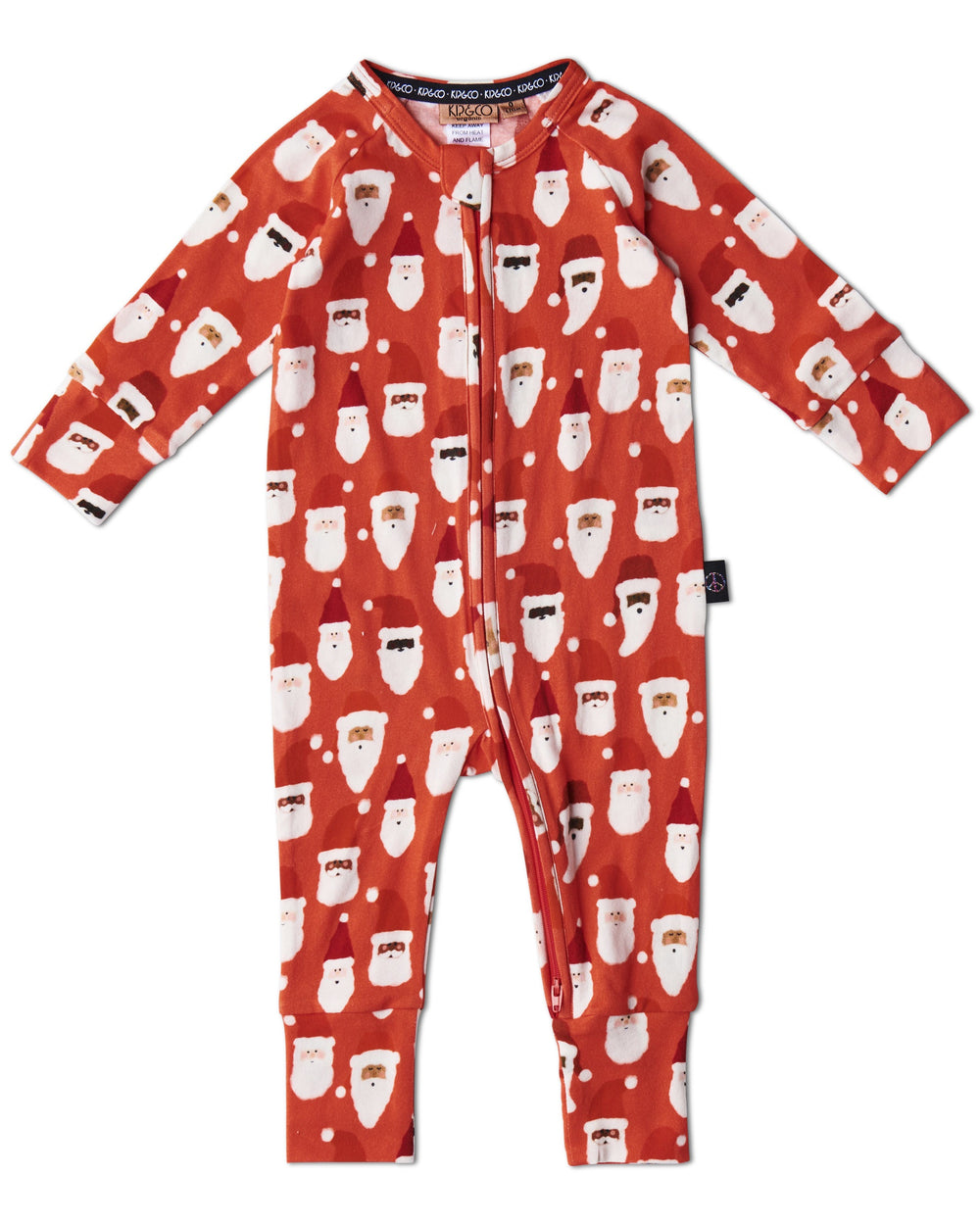 HoHoHo Red Organic Long Sleeve Zip Romper