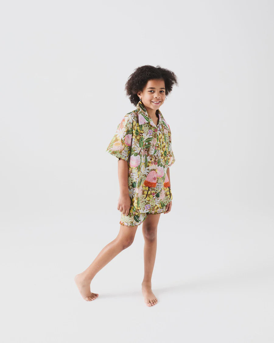 Native Plantation Kids Organic Cotton Short Sleeve Shirt & Short Pyjama Set