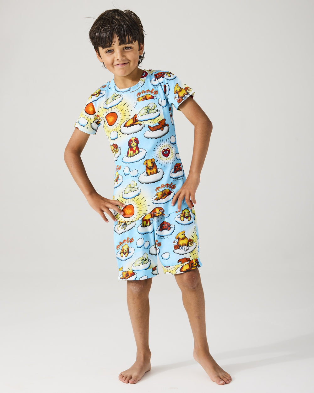 Kip&Co x Mambo Puppies Kids Organic Cotton Short Sleeve Tee & Short Pyjama Set