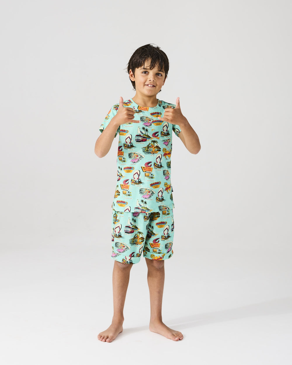 Kip&Co x Mambo Mambo World Kids Organic Cotton Short Sleeve Tee & Short Pyjama Set
