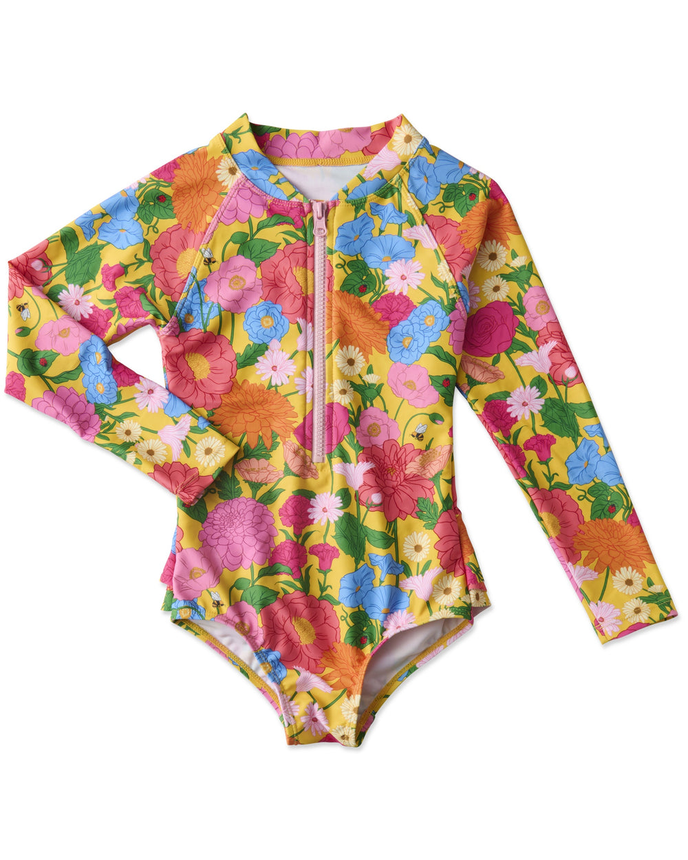 Follow The Sun Yellow Baby Long Sleeve Zip Bathers