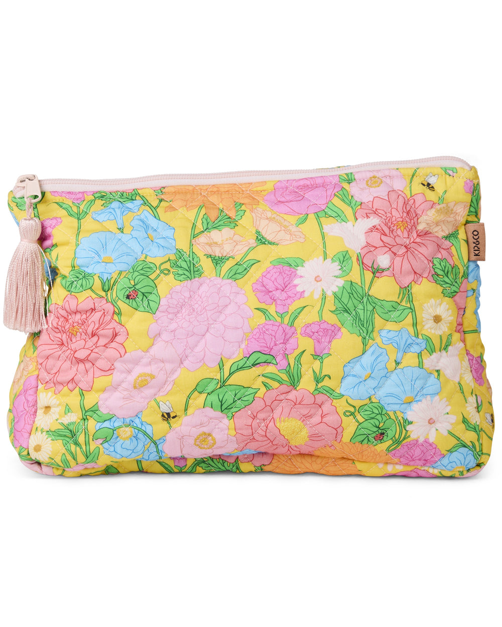 Follow The Sun Yellow Quilted Cotton Toiletry Purse One Size