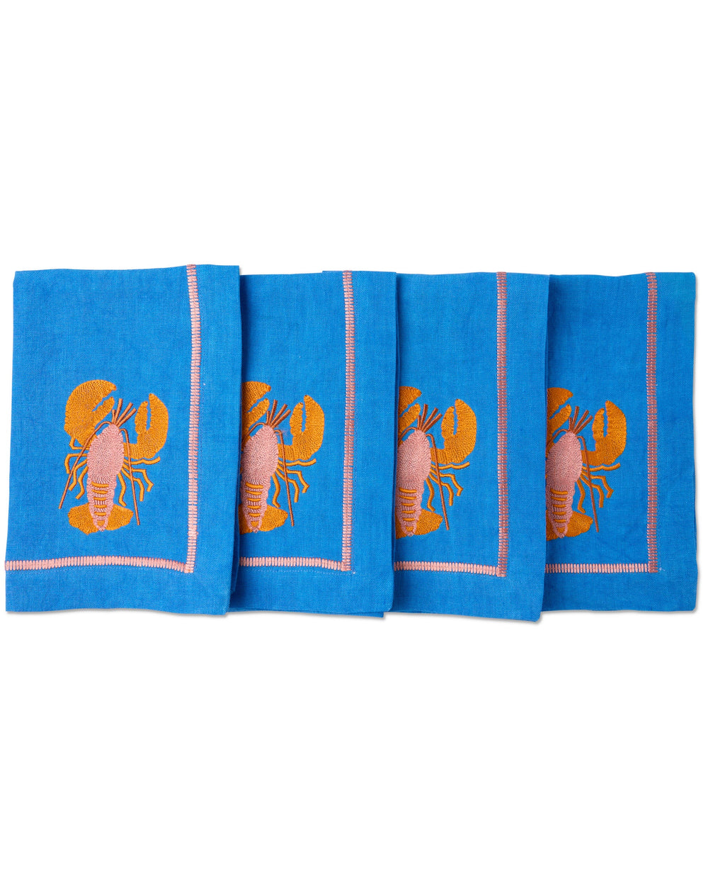 Lobster Embroidered 4P Napkin Set One Size