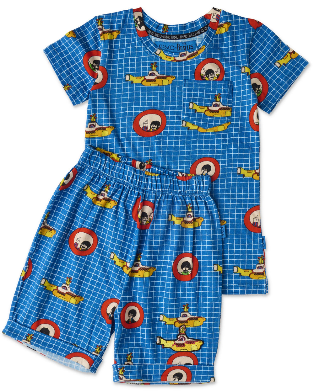 Kip&Co x The Beatles Yellow Submarine Kids Organic Cotton Short Sleeve Tee & Short Pyjama Set