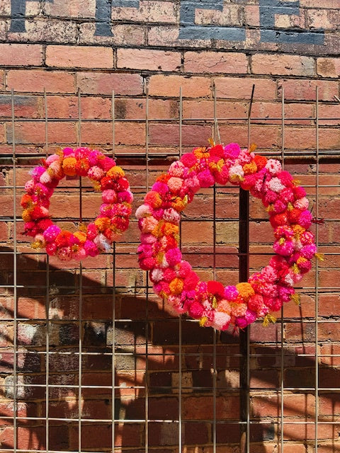 Pinks Pom Pom Wreath 30cm