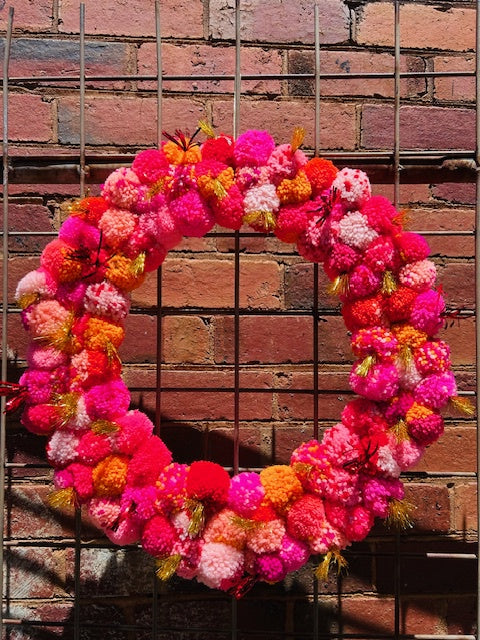 Pinks Pom Pom Wreath 50cm