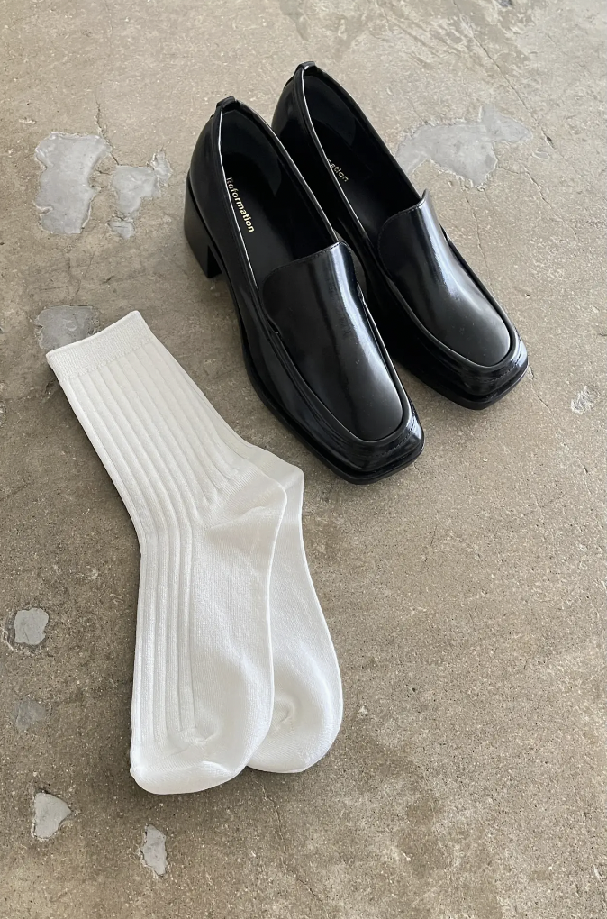 Her Socks - Mercerized Combed Cotton Rib Classic White