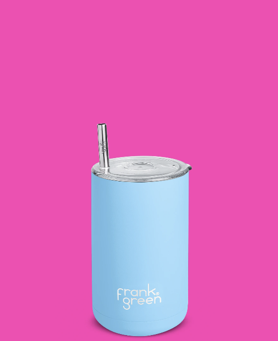 Iced Coffee Cup with Straw Sky Blue