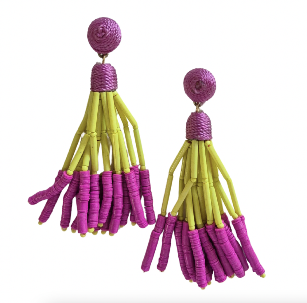 Green & Pink Beaded Earring