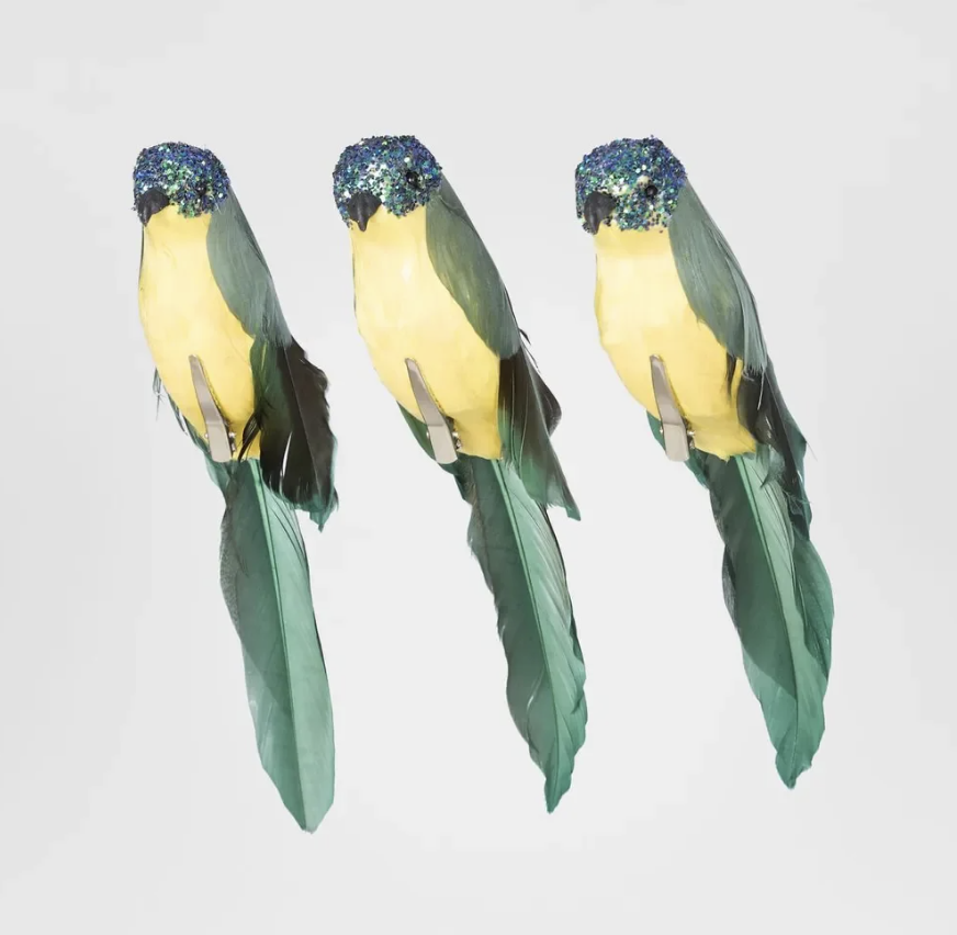 Flairine Clip on Bird Set of 3 Green