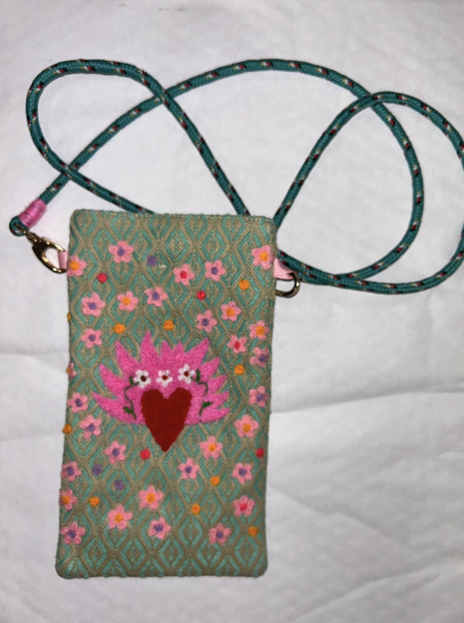 Flaming Heart Jade Mobile Purse