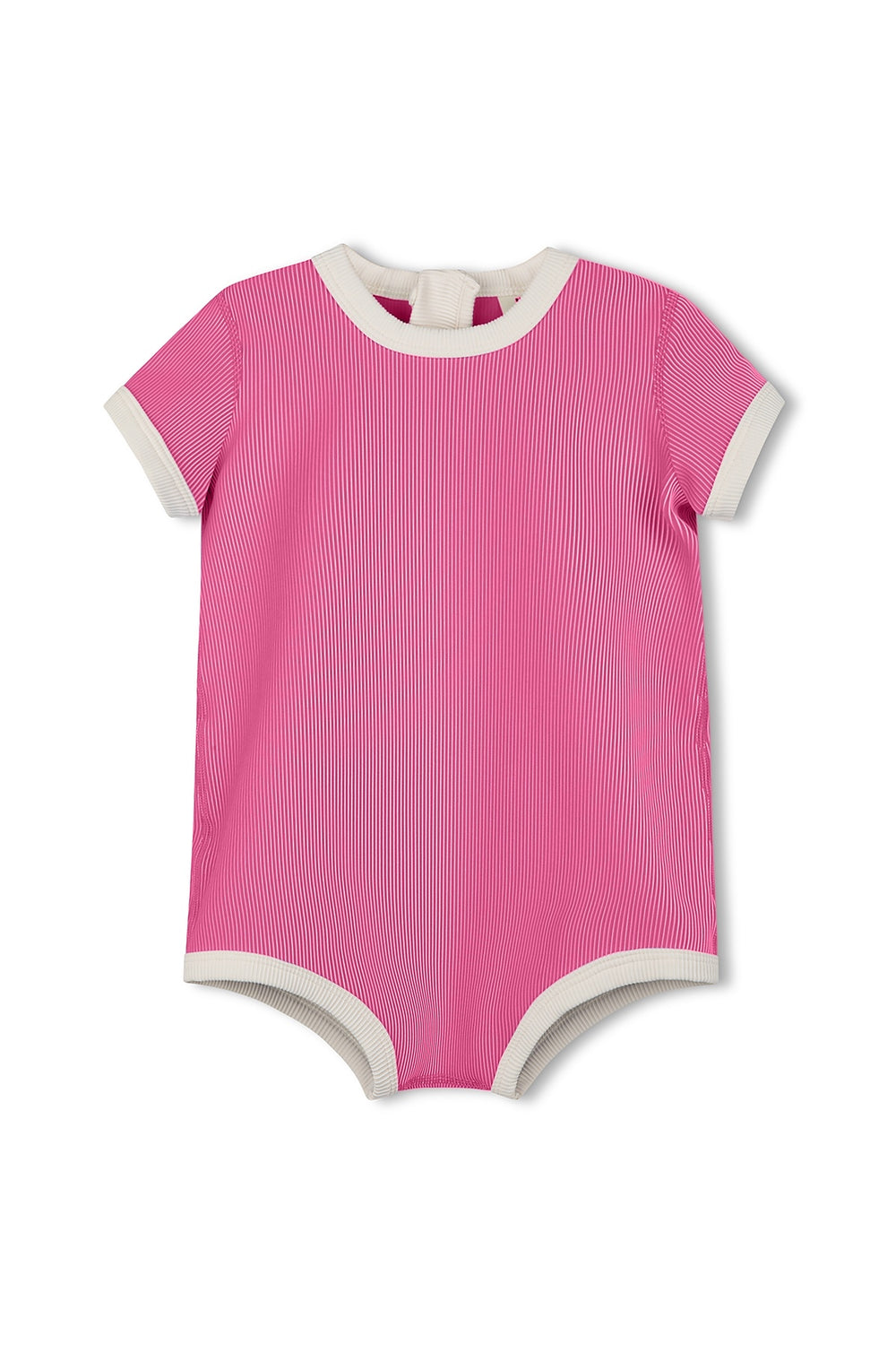 Mini Stripe Rib Infant Onesie- Shell Pink
