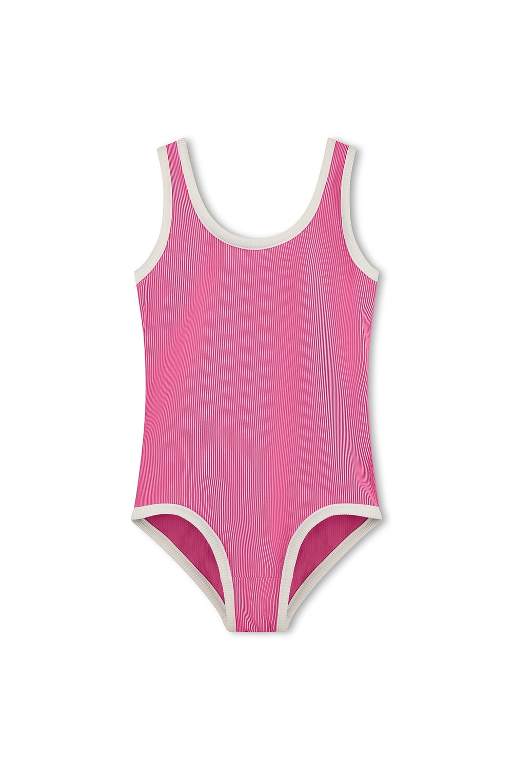 Mini Stripe Rib Scoop One Piece- Shell Pink