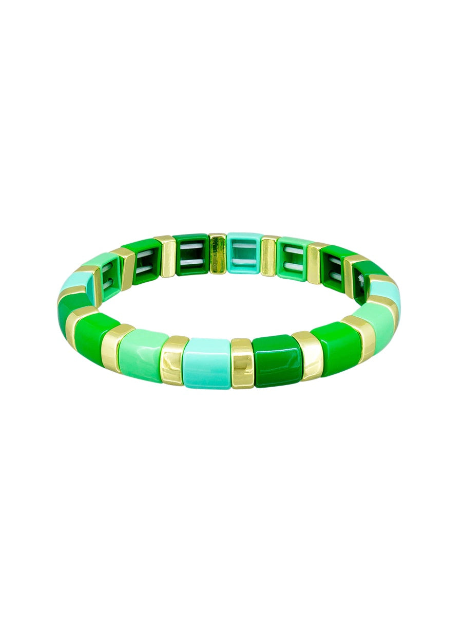 Green Enamel Large Tile Bracelet