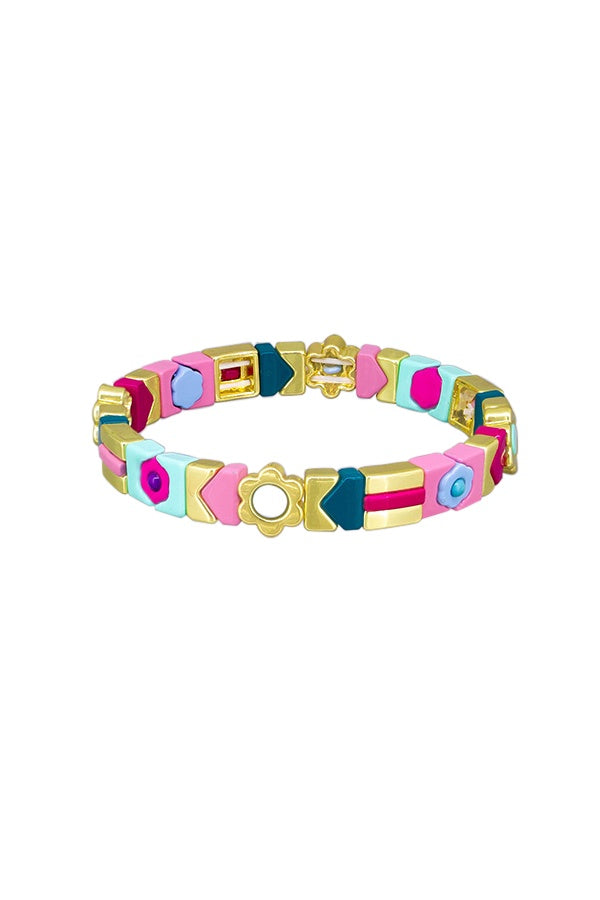 Aqua Flower Candy Tile Bracelet