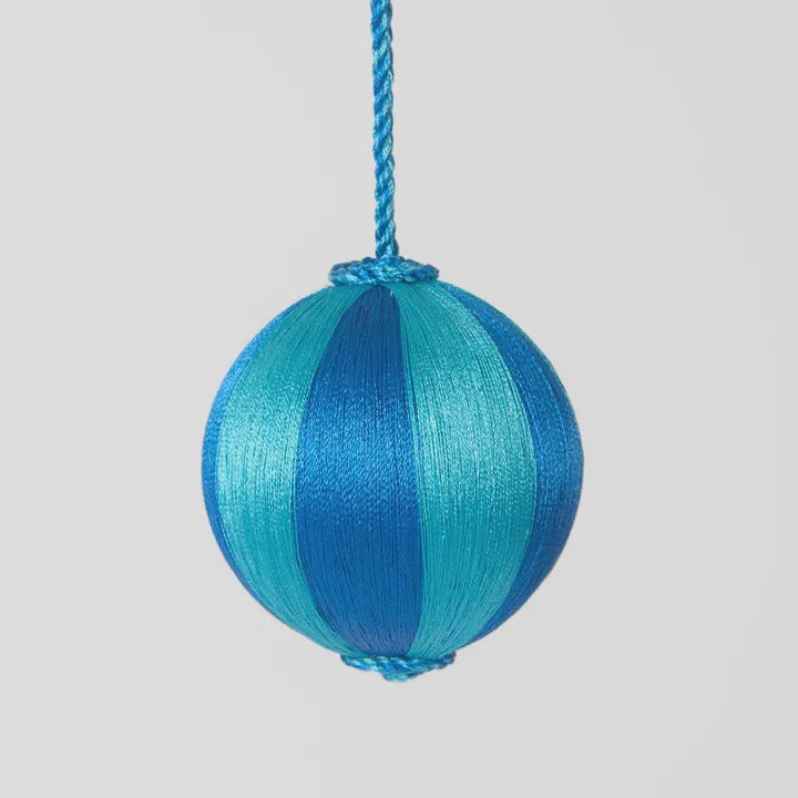 Silk Stripe Bauble Small Blue & Turquoise