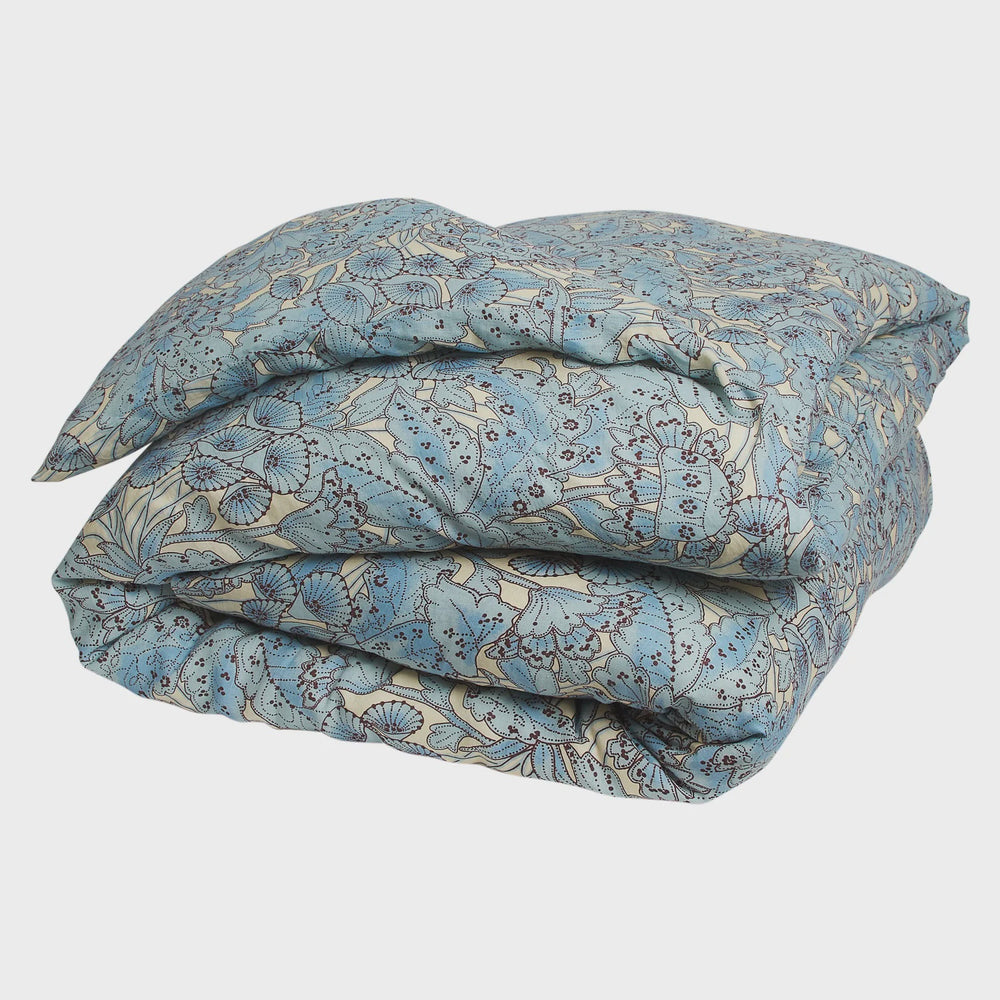 Lucia Linen Quilt Cover - Cerulean