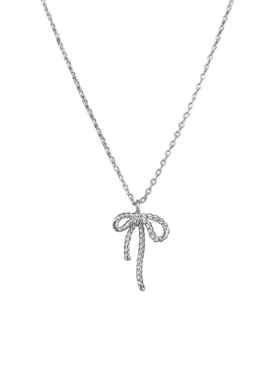 Silver Rop Bow Necklace