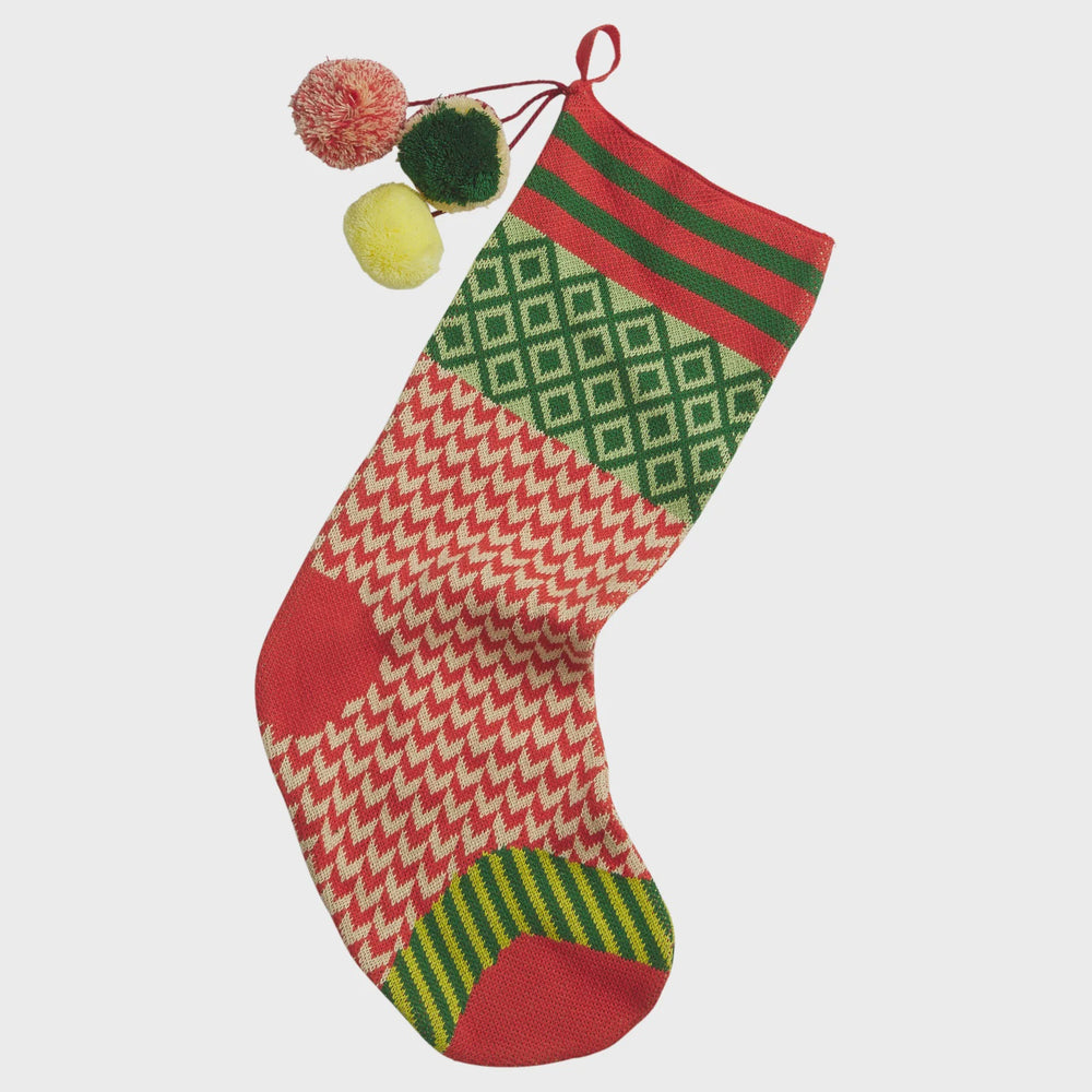 Palmina Knitted Stocking- Crimson