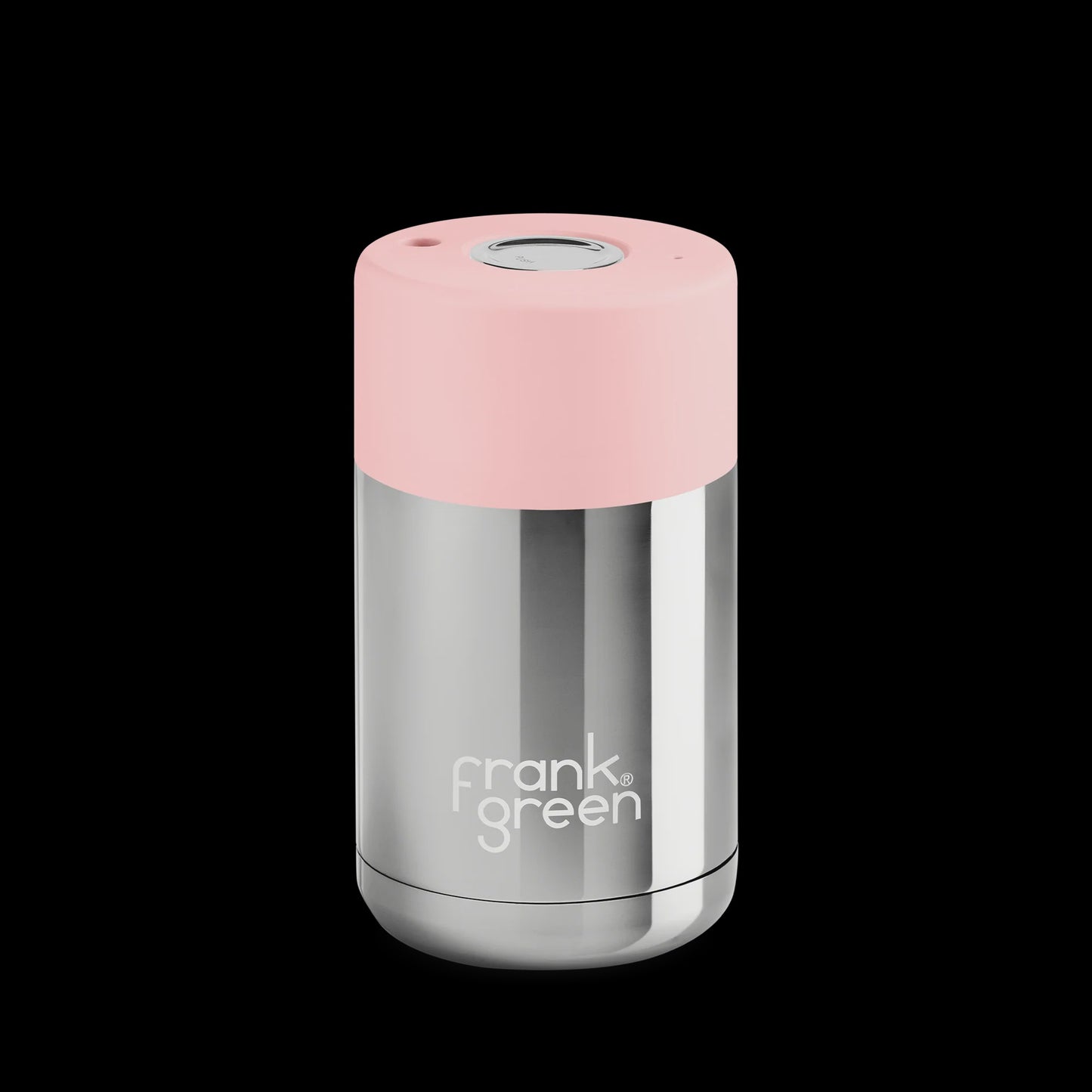 10oz Stainless Steel Ceramic reusable cup Silver with push button lid Blushed