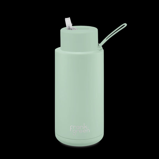 34oz Stainless Steel Ceramic Reusable Bottle with Straw lid Mint Gelato