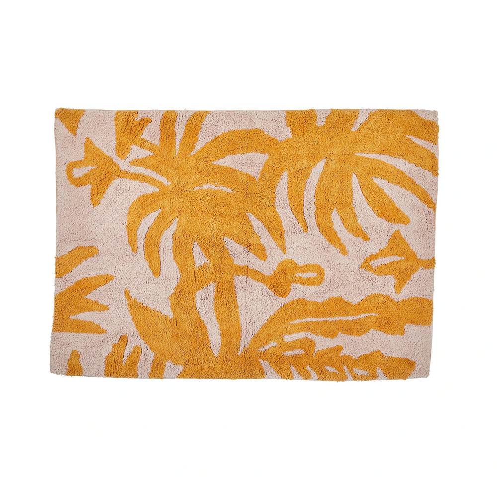 Leafy Yellow Bath Mat